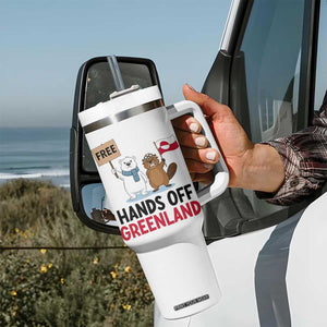 Funny Polar Bear Political Protest Tumbler With Handle Hands Off Greenland TS12 Print Your Wear