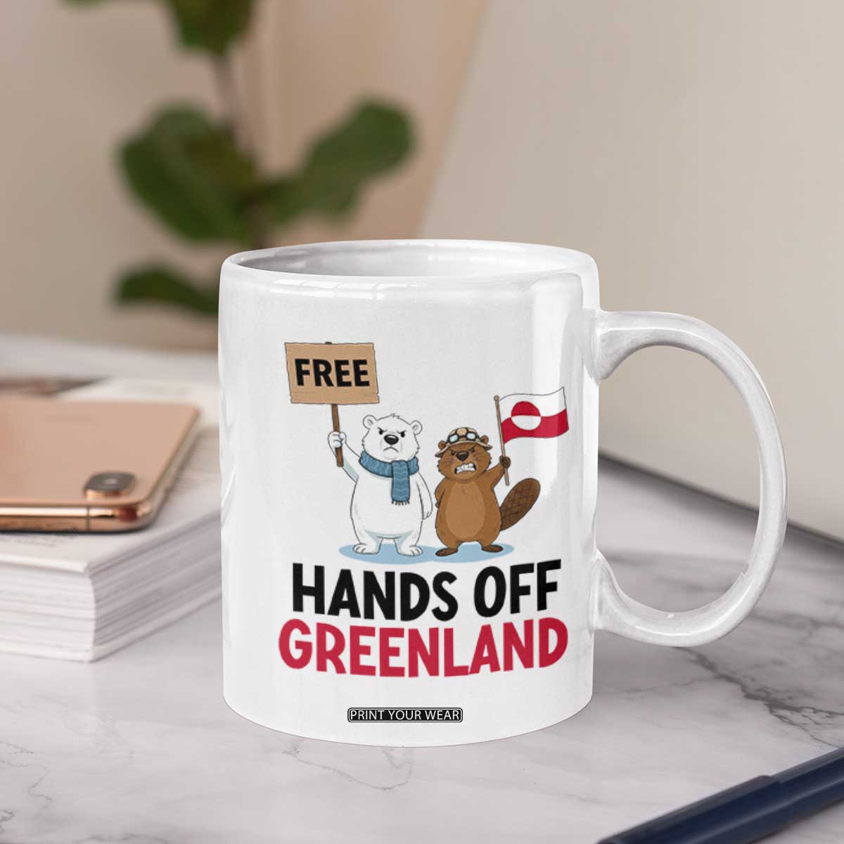 Funny Polar Bear Political Protest Coffee Mug Hands Off Greenland TS12 Print Your Wear