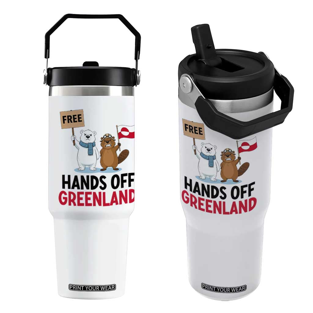 Funny Polar Bear Political Protest Flip Straw Tumbler Hands Off Greenland TS12 One Size: 30 oz White Print Your Wear