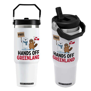 Funny Polar Bear Political Protest Flip Straw Tumbler Hands Off Greenland TS12 One Size: 30 oz White Print Your Wear