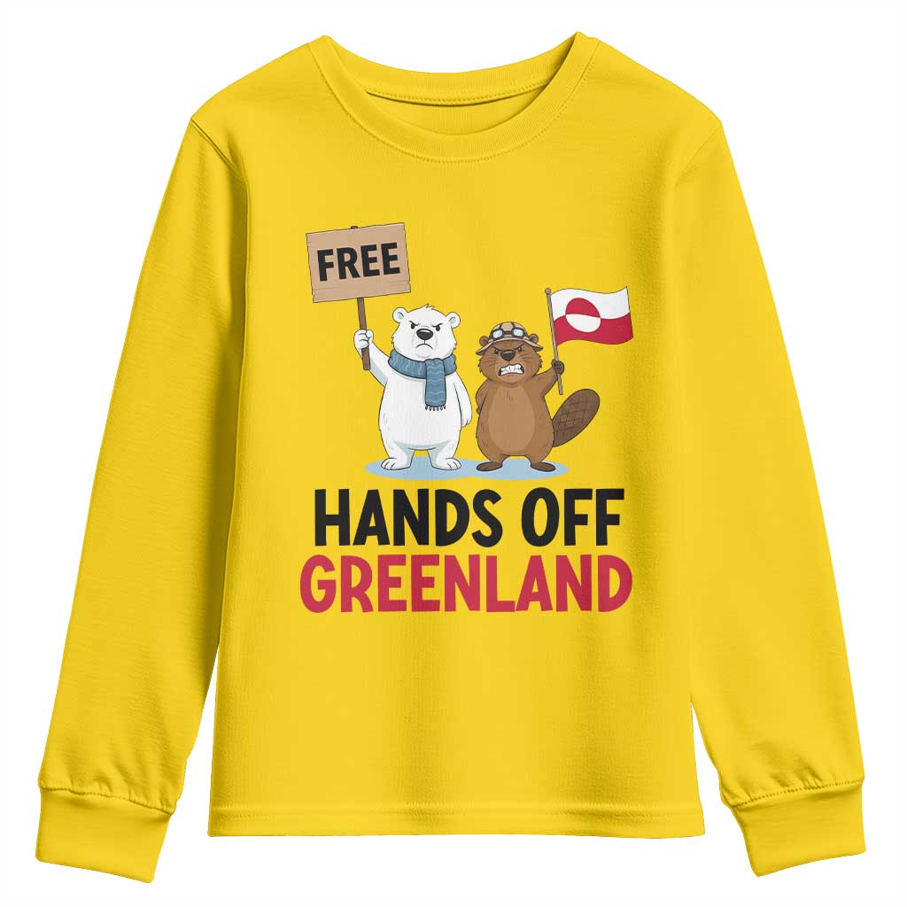 Funny Polar Bear Political Protest Youth Sweatshirt Hands Off Greenland TS12 Daisy Print Your Wear