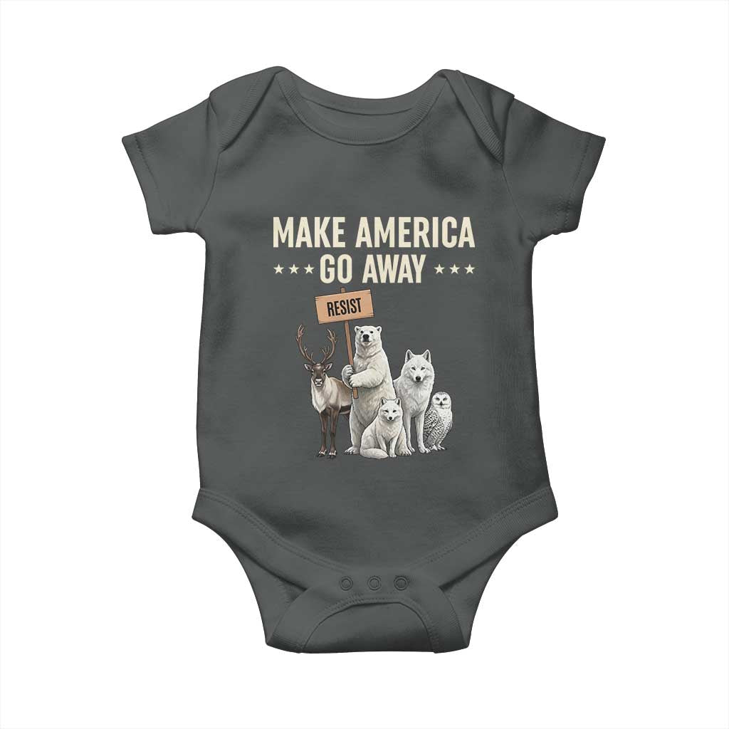 Make America Go Away Baby Onesie Greenland Support Gift TS12 Dark Heather Print Your Wear