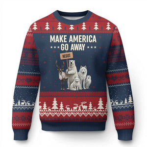 Make America Go Away Ugly Christmas Sweater Greenland Support Gift TS12 Navy Red Print Your Wear