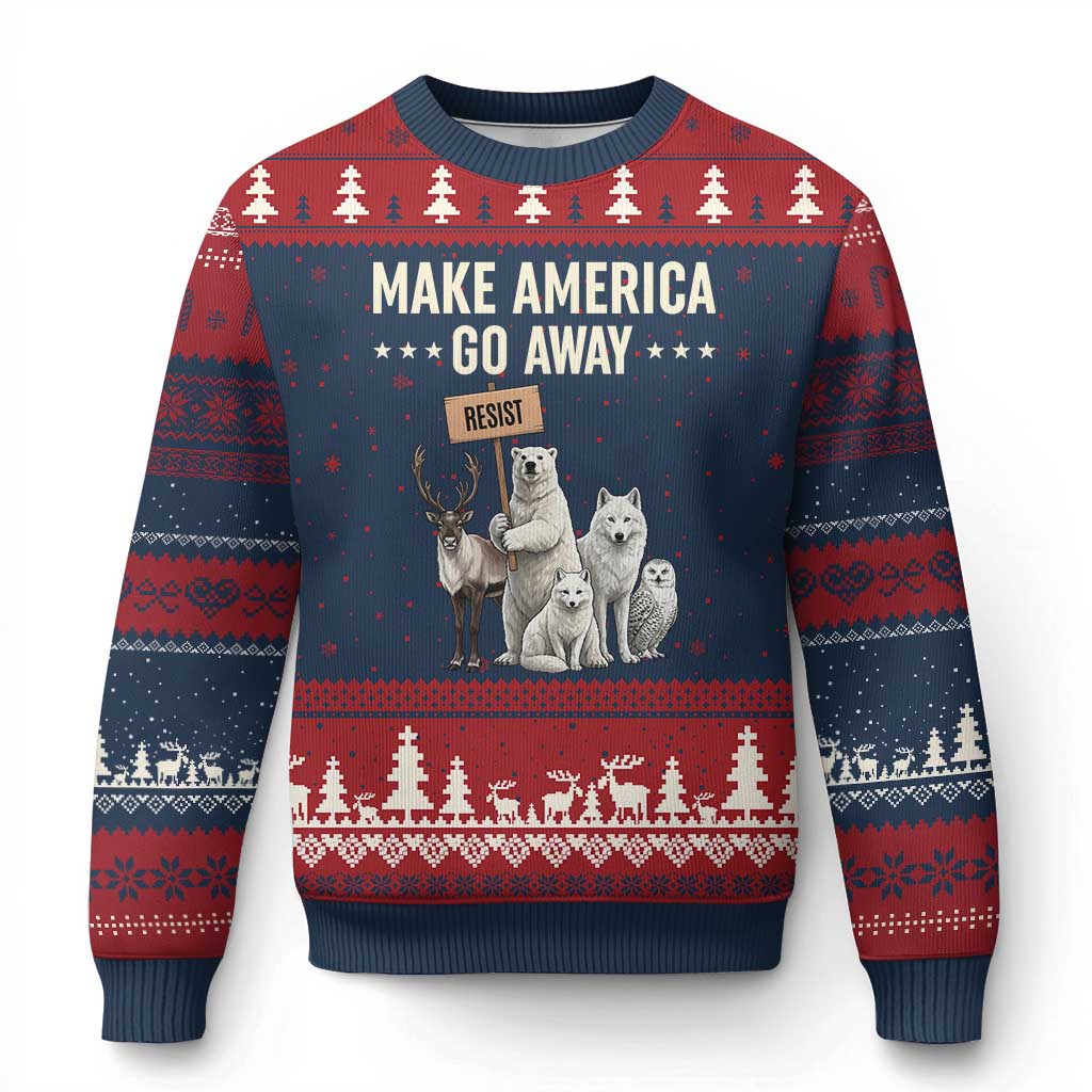 Make America Go Away Ugly Christmas Sweater Greenland Support Gift TS12 Navy Red Print Your Wear