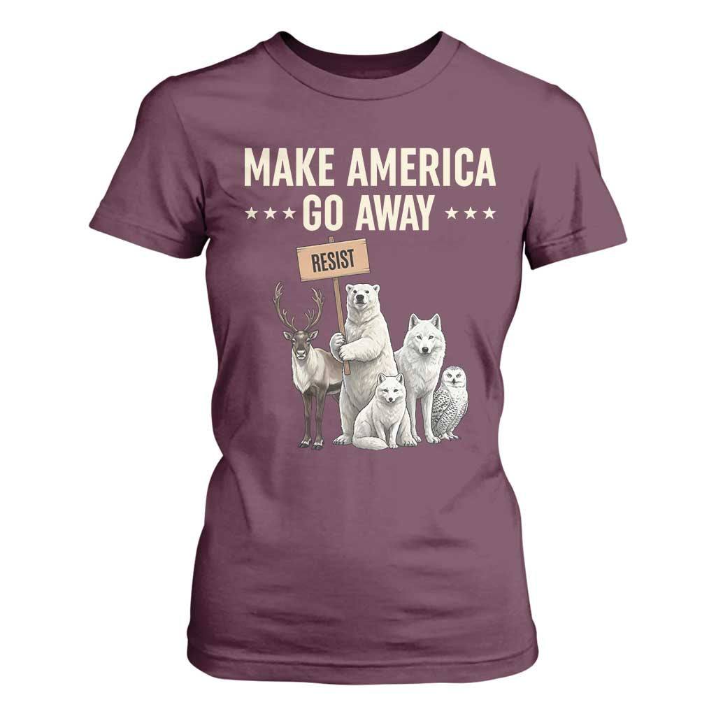 Make America Go Away T Shirt For Women Greenland Support Gift TS12 Maroon Print Your Wear