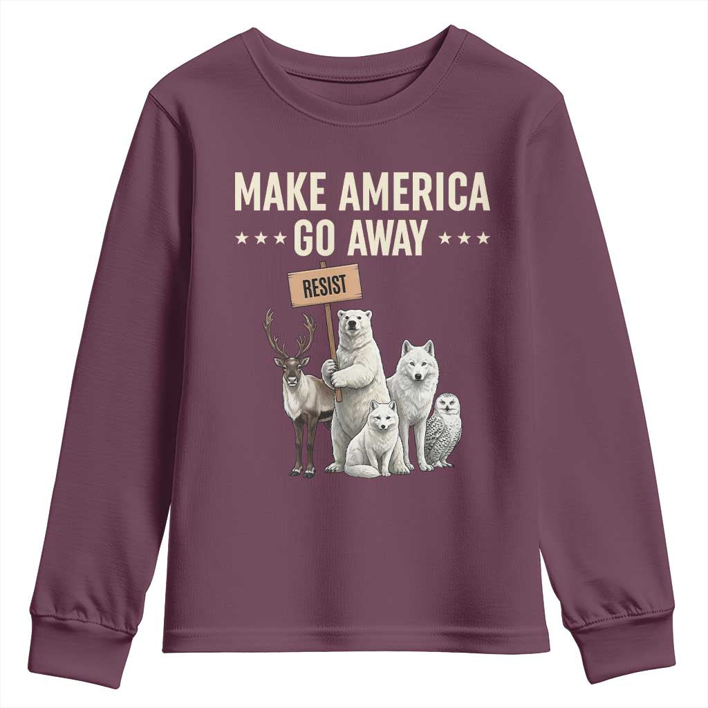 Make America Go Away Youth Sweatshirt Greenland Support Gift TS12 Maroon Print Your Wear