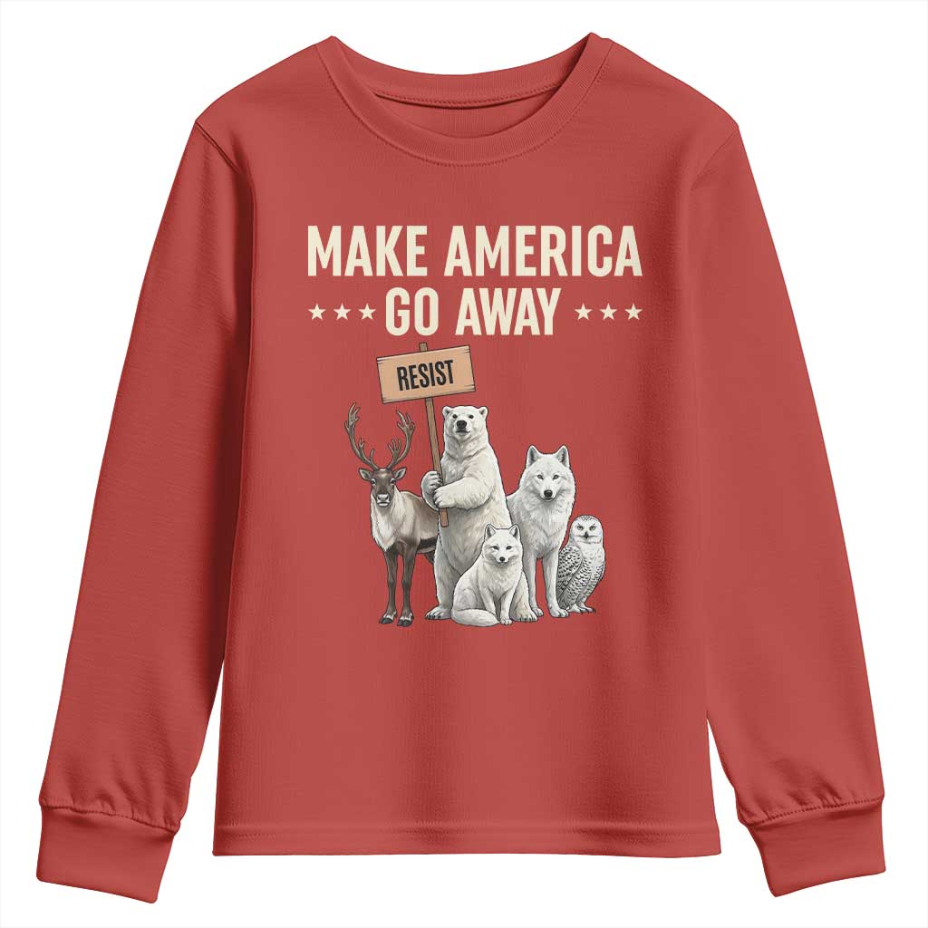 Make America Go Away Youth Sweatshirt Greenland Support Gift TS12 Red Print Your Wear