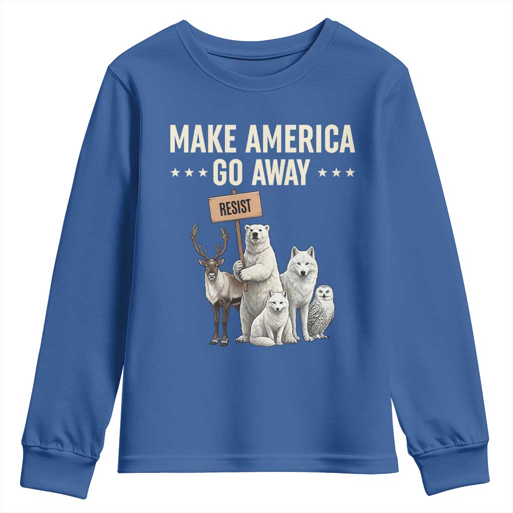 Make America Go Away Youth Sweatshirt Greenland Support Gift TS12 Royal Blue Print Your Wear