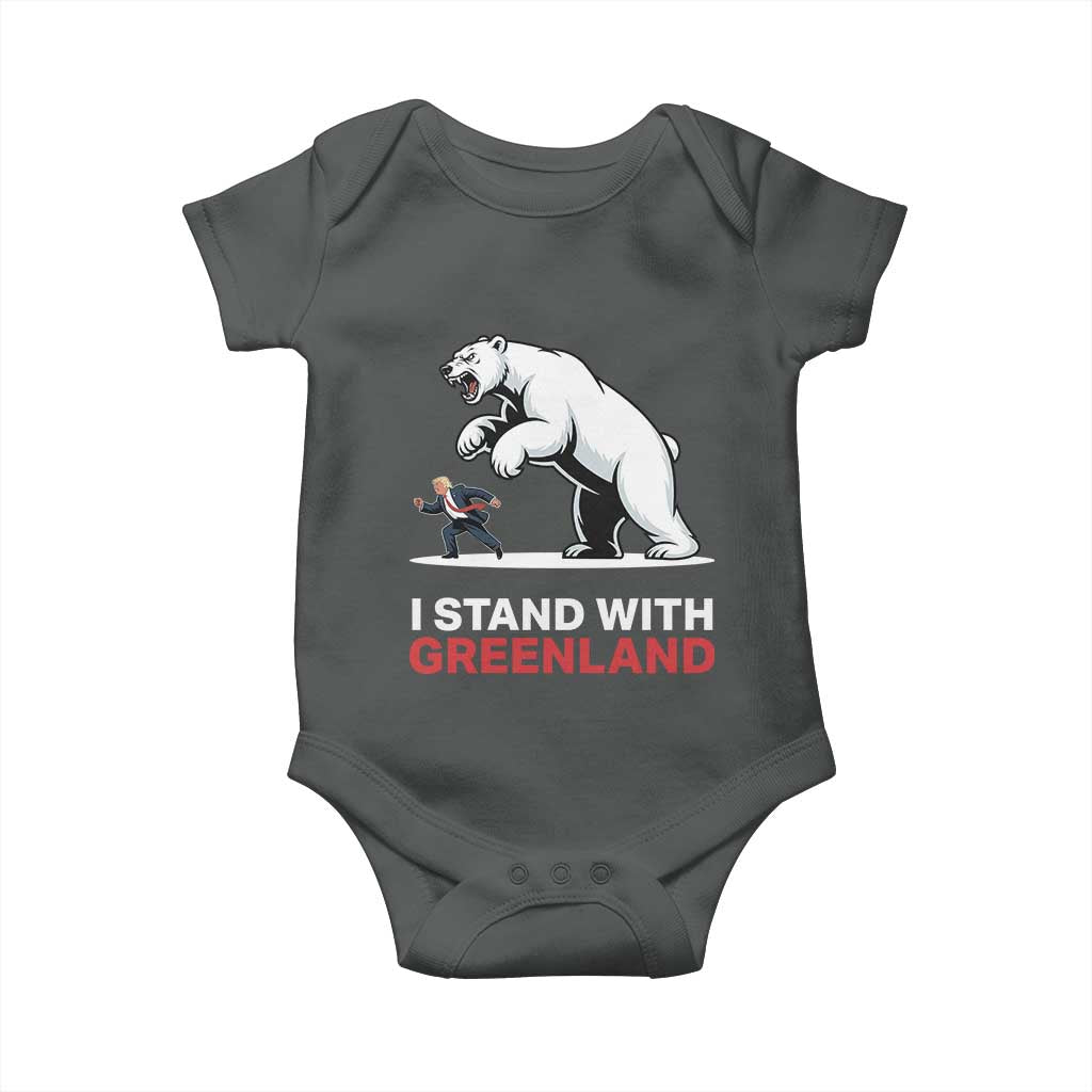 I Stand With Greenland Baby Onesie Anti Fascist Political Parody Gift TS12 Dark Heather Print Your Wear