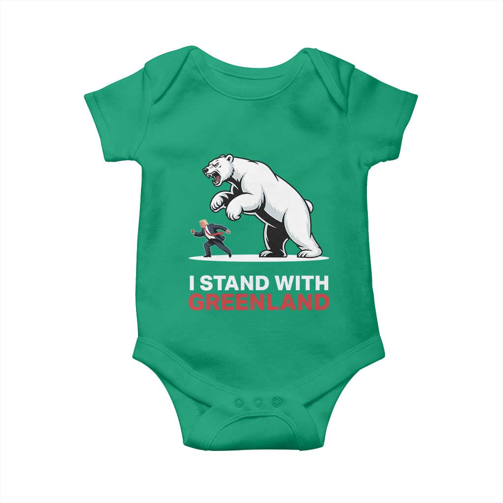 I Stand With Greenland Baby Onesie Anti Fascist Political Parody Gift TS12 Irish Green Print Your Wear