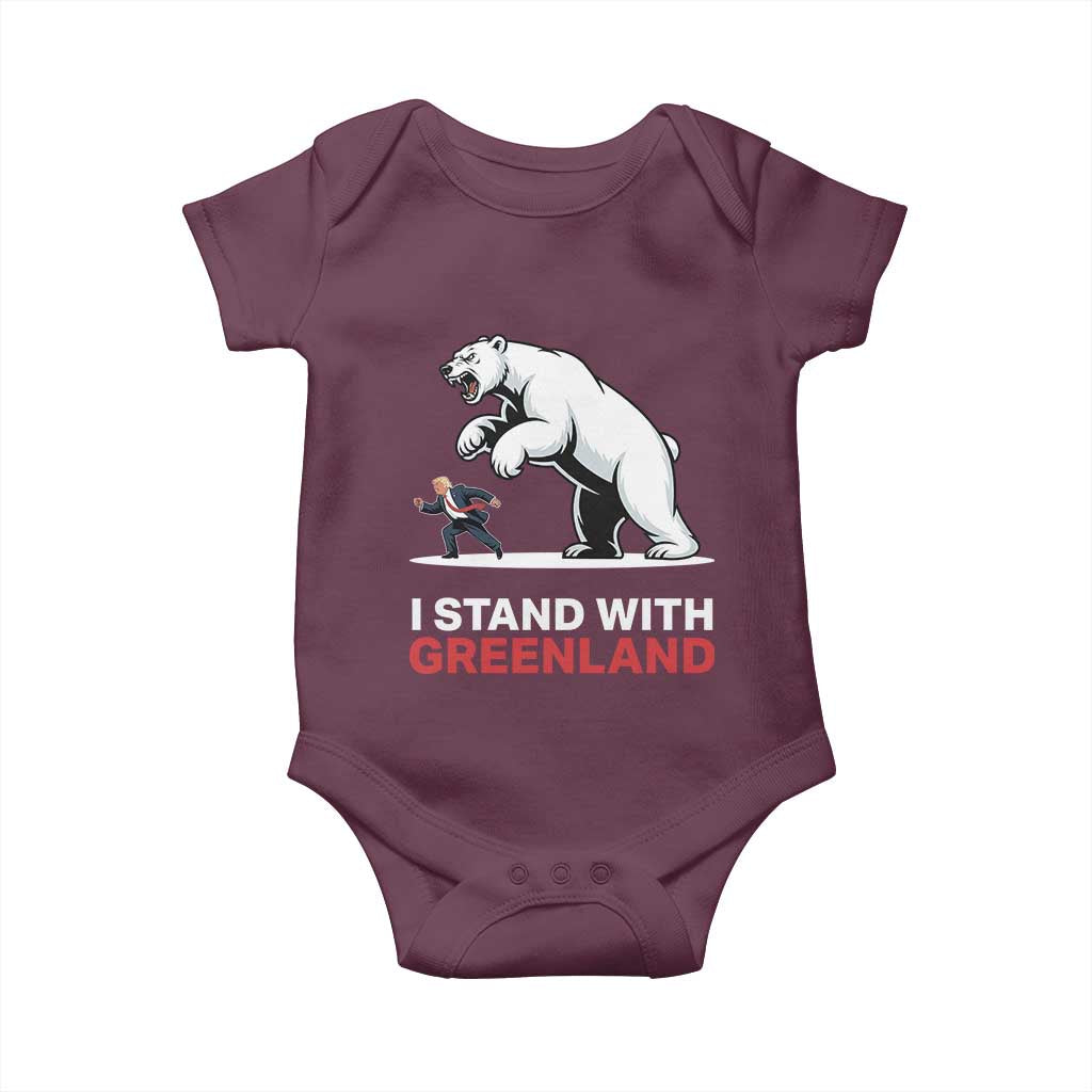 I Stand With Greenland Baby Onesie Anti Fascist Political Parody Gift TS12 Maroon Print Your Wear