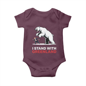 I Stand With Greenland Baby Onesie Anti Fascist Political Parody Gift TS12 Maroon Print Your Wear