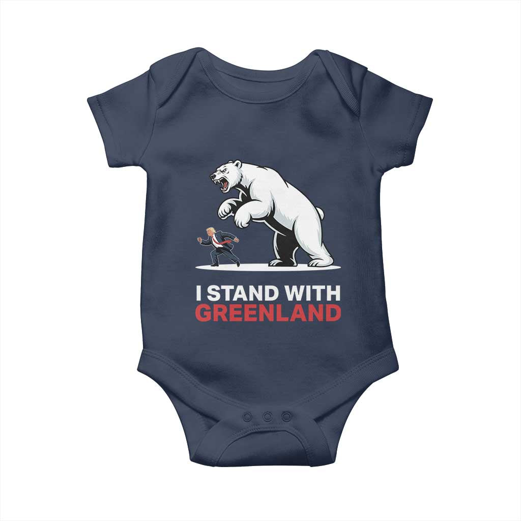 I Stand With Greenland Baby Onesie Anti Fascist Political Parody Gift TS12 Navy Print Your Wear