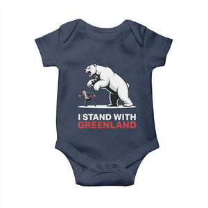 I Stand With Greenland Baby Onesie Anti Fascist Political Parody Gift TS12 Navy Print Your Wear