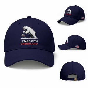 I Stand With Greenland Baseball Cap Anti Fascist Political Parody Gift TS12 Baseball Cap Universal Fit Dark Blue Print Your Wear