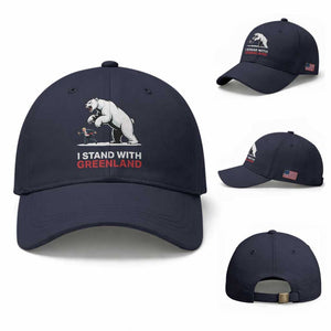 I Stand With Greenland Baseball Cap Anti Fascist Political Parody Gift TS12 Baseball Cap Universal Fit Navy Print Your Wear