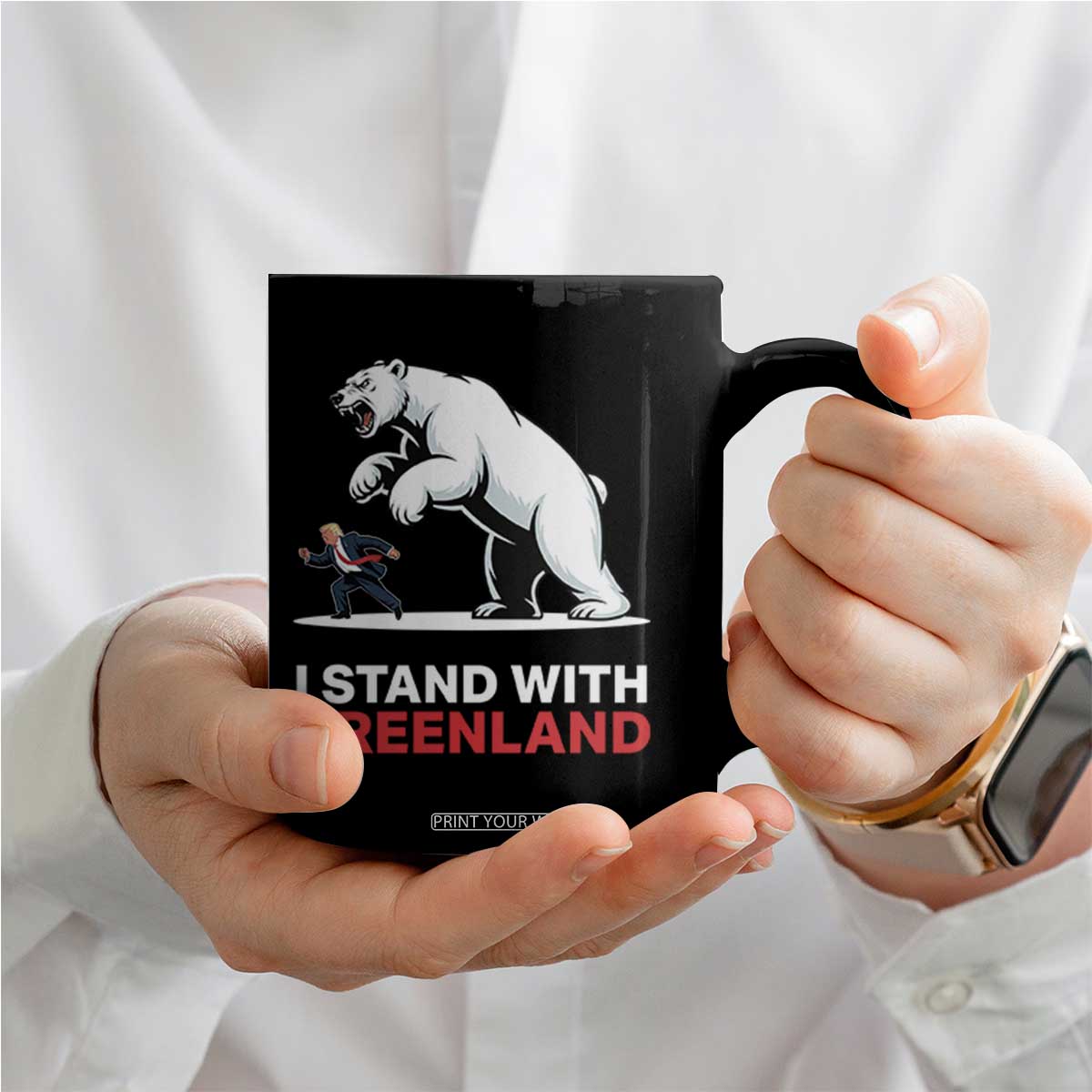 I Stand With Greenland Coffee Mug Anti Fascist Political Parody Gift TS12 Print Your Wear
