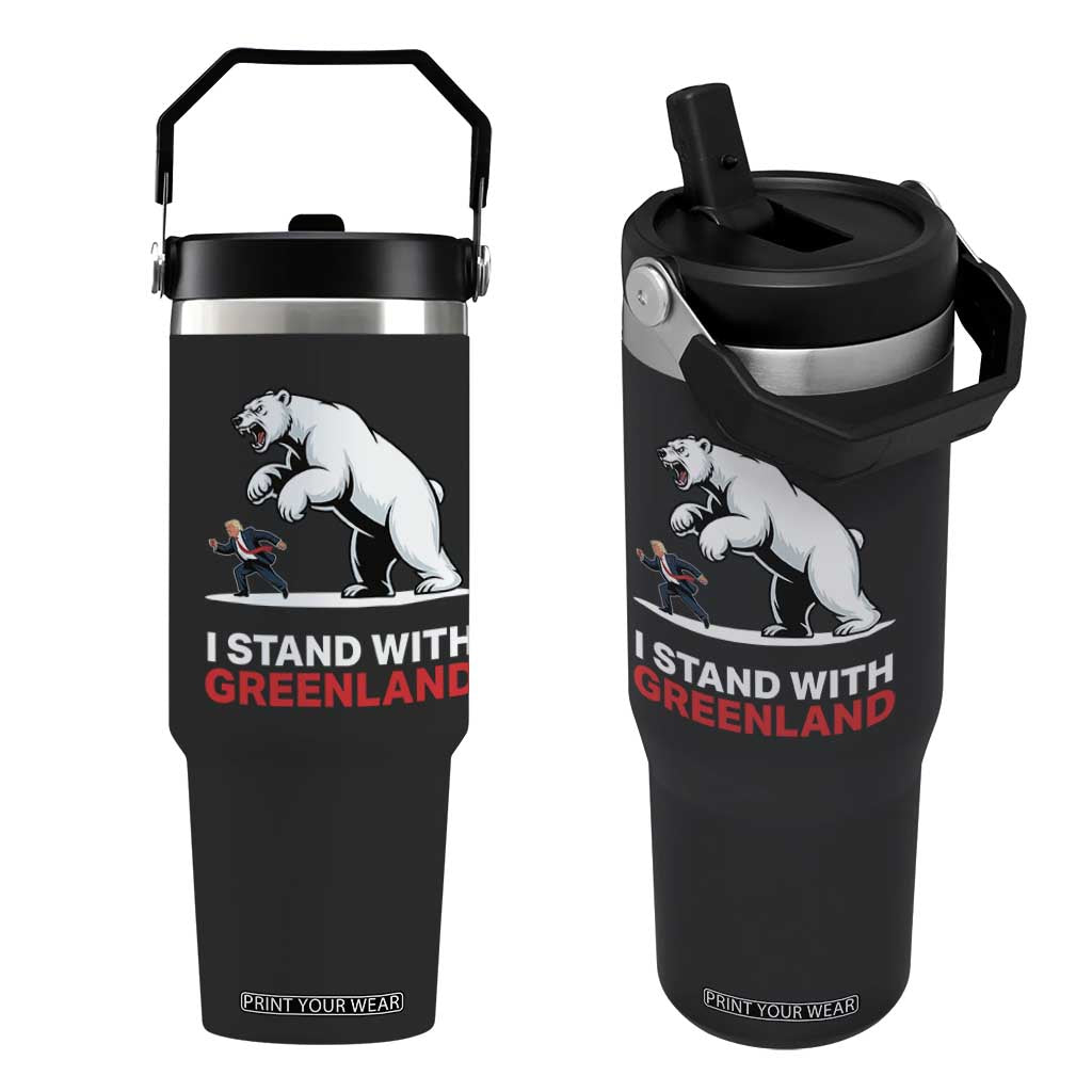 I Stand With Greenland Flip Straw Tumbler Anti Fascist Political Parody Gift TS12 One Size: 30 oz Black Print Your Wear