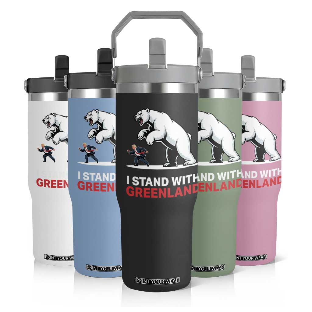 I Stand With Greenland Flip Straw Tumbler Anti Fascist Political Parody Gift TS12 Print Your Wear