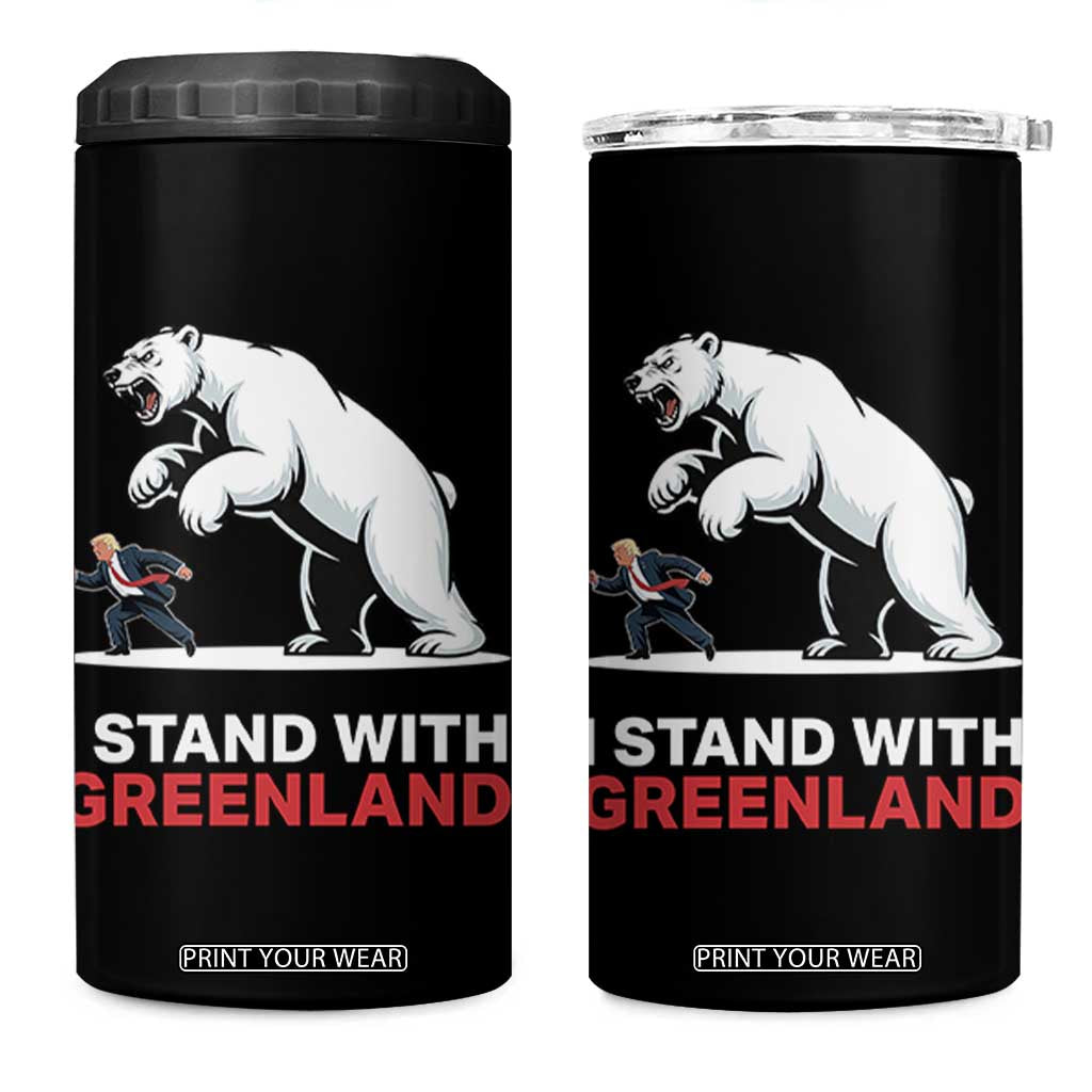 I Stand With Greenland 4 in 1 Can Cooler Tumbler Anti Fascist Political Parody Gift TS12 One Size: 16 oz Black Print Your Wear
