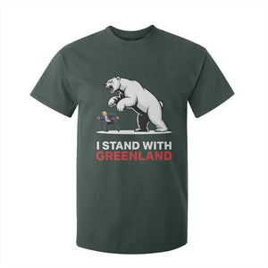 I Stand With Greenland T Shirt For Kid Anti Fascist Political Parody Gift TS12 Dark Forest Green Print Your Wear