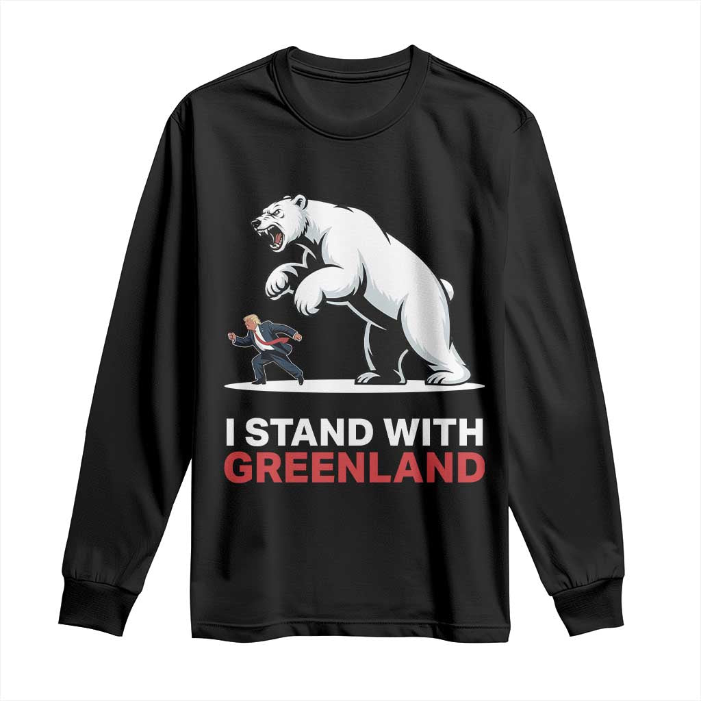 I Stand With Greenland Long Sleeve Shirt Anti Fascist Political Parody Gift TS12 Black Print Your Wear