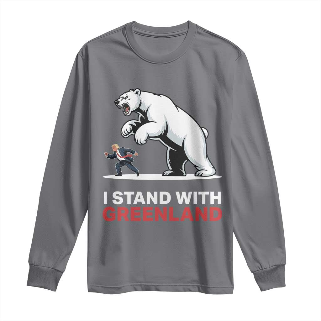 I Stand With Greenland Long Sleeve Shirt Anti Fascist Political Parody Gift TS12 Charcoal Print Your Wear
