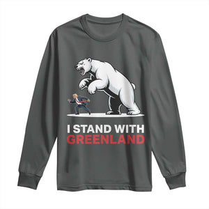 I Stand With Greenland Long Sleeve Shirt Anti Fascist Political Parody Gift TS12 Dark Heather Print Your Wear