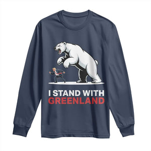 I Stand With Greenland Long Sleeve Shirt Anti Fascist Political Parody Gift TS12 Navy Print Your Wear