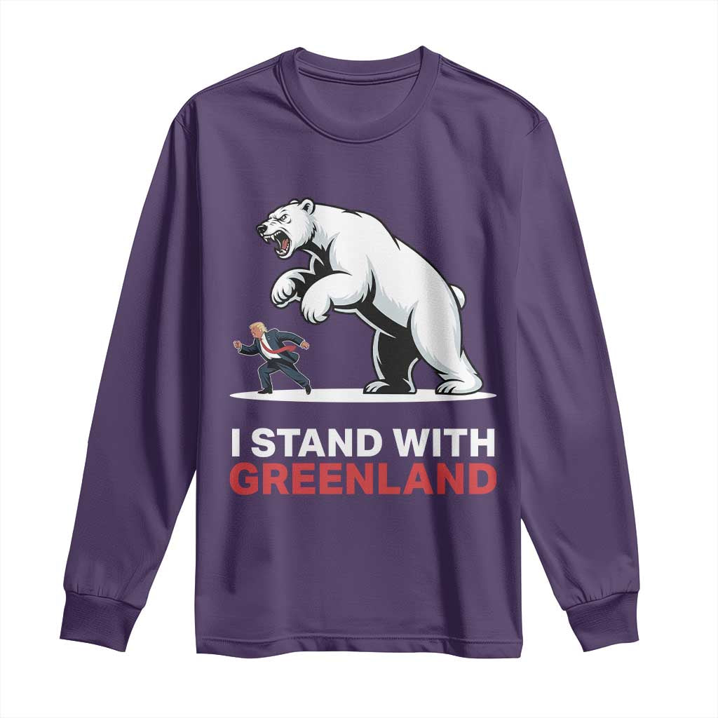 I Stand With Greenland Long Sleeve Shirt Anti Fascist Political Parody Gift TS12 Purple Print Your Wear