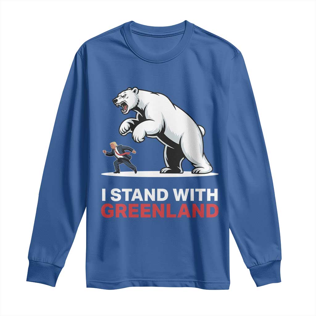 I Stand With Greenland Long Sleeve Shirt Anti Fascist Political Parody Gift TS12 Royal Blue Print Your Wear