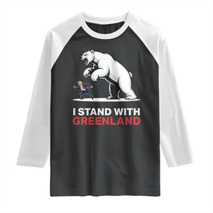 I Stand With Greenland Raglan Shirt Anti Fascist Political Parody Gift TS12 Black White Print Your Wear
