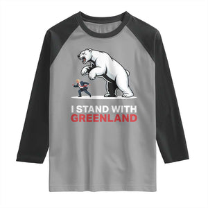 I Stand With Greenland Raglan Shirt Anti Fascist Political Parody Gift TS12 Sport Gray Black Print Your Wear
