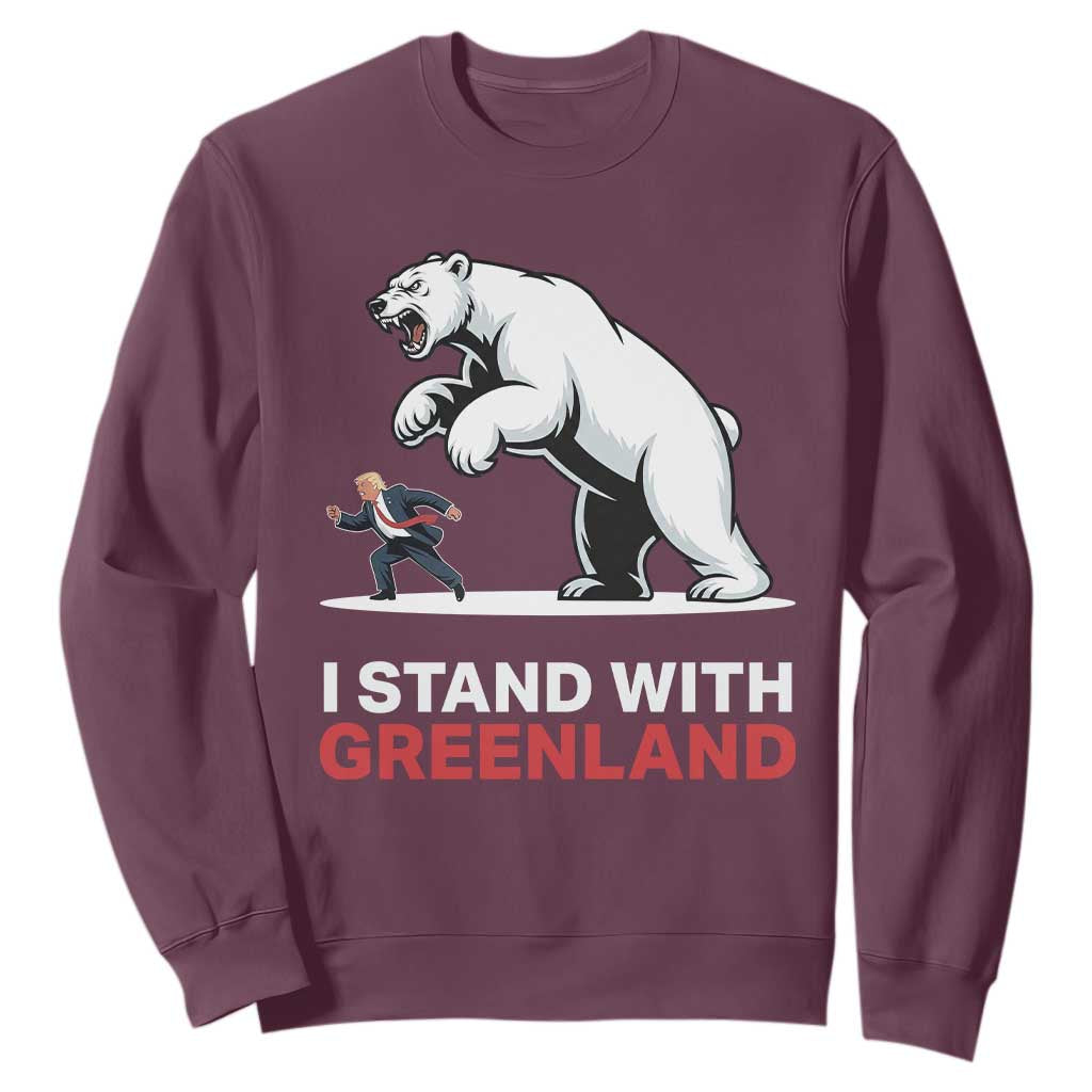 I Stand With Greenland Sweatshirt Anti Fascist Political Parody Gift TS12 Maroon Print Your Wear