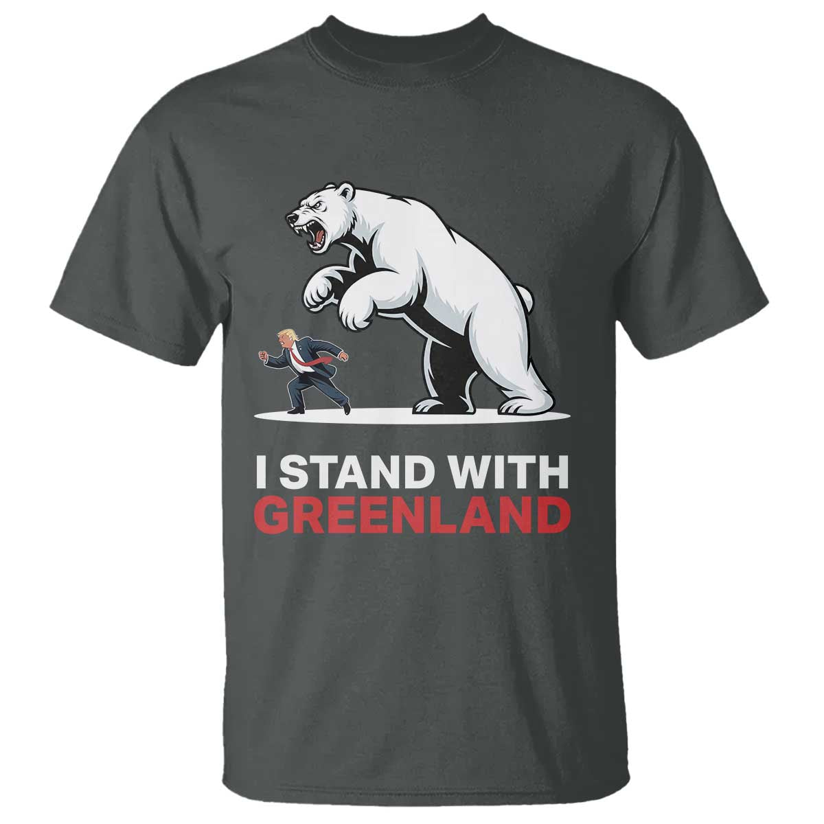 I Stand With Greenland T Shirt Anti Fascist Political Parody Gift TS12 Dark Heather Print Your Wear