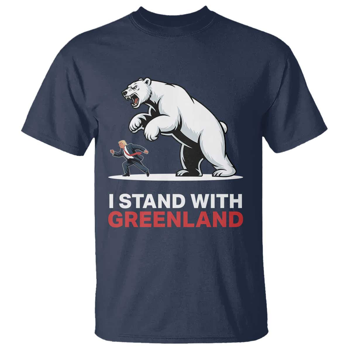 I Stand With Greenland T Shirt Anti Fascist Political Parody Gift TS12 Navy Print Your Wear
