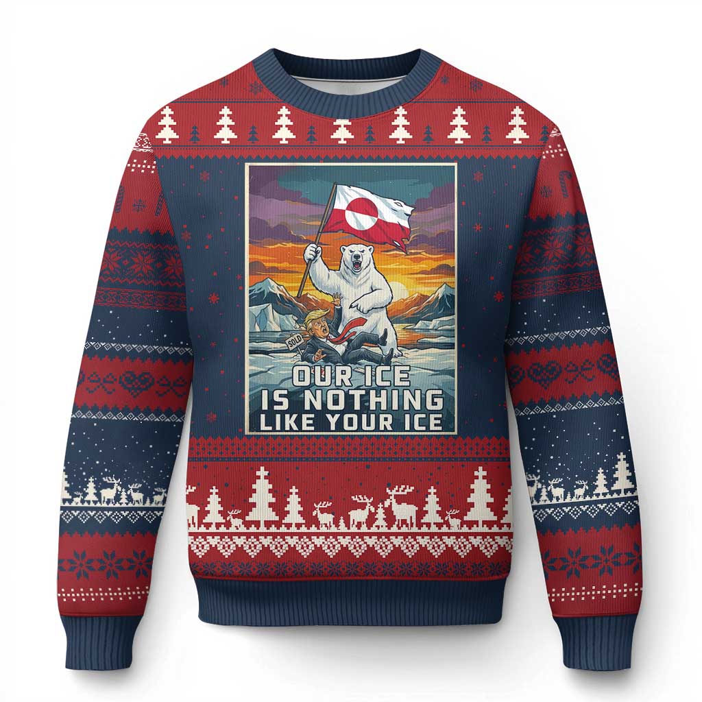 Funny Our Ice Is Nothing Like Your Ice Ugly Christmas Sweater Greenland Support Gift TS12 Navy Red Print Your Wear