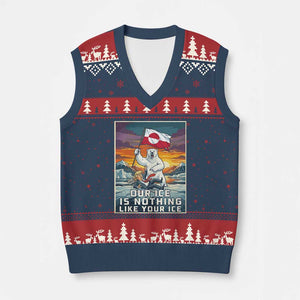 Funny Our Ice Is Nothing Like Your Ice V-Neck Knit Sweater Vest Greenland Support Gift TS12 Navy Red Print Your Wear