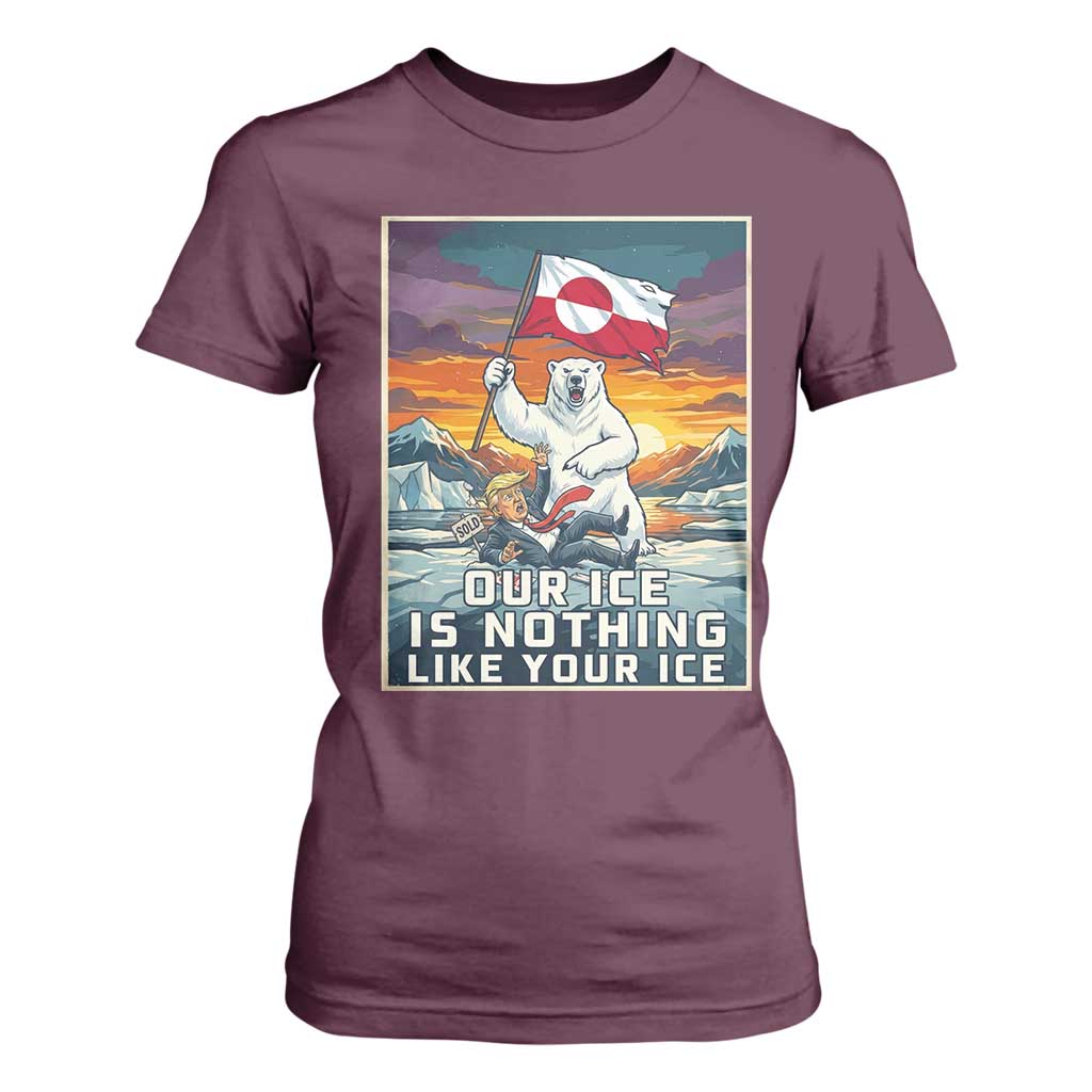 Funny Our Ice Is Nothing Like Your Ice T Shirt For Women Greenland Support Gift TS12 Maroon Print Your Wear