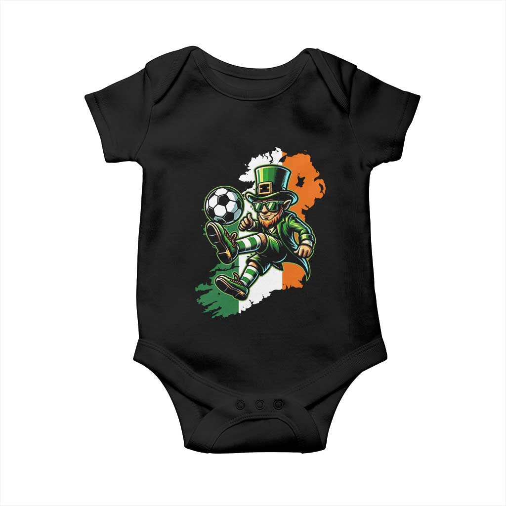 Funny Leprechaun Playing Soccer Baby Onesie St Patricks Day TS12 Black Print Your Wear
