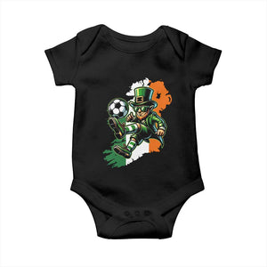 Funny Leprechaun Playing Soccer Baby Onesie St Patricks Day TS12 Black Print Your Wear