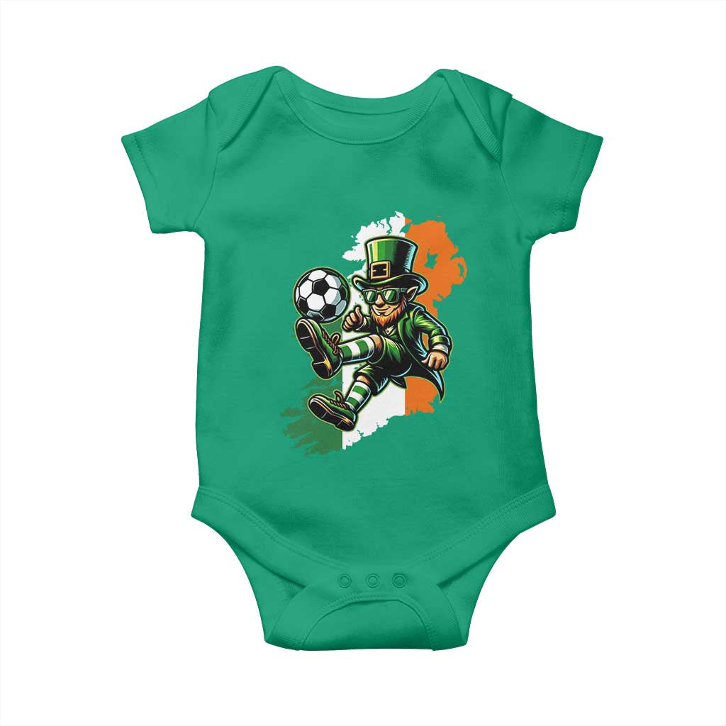 Funny Leprechaun Playing Soccer Baby Onesie St Patricks Day TS12 Irish Green Print Your Wear