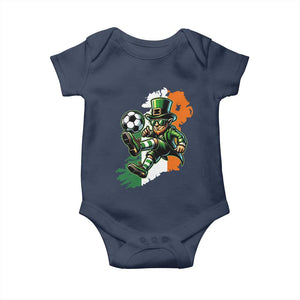 Funny Leprechaun Playing Soccer Baby Onesie St Patricks Day TS12 Navy Print Your Wear
