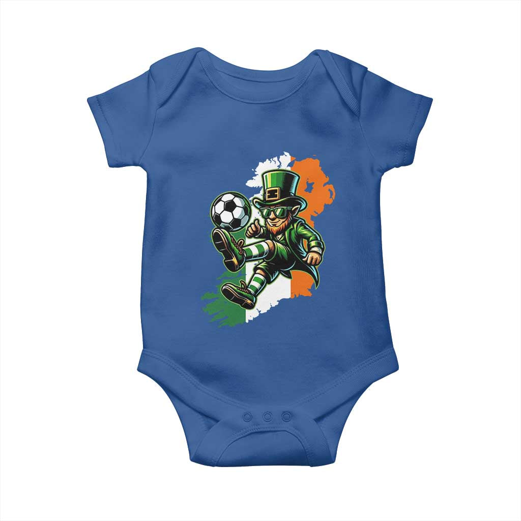 Funny Leprechaun Playing Soccer Baby Onesie St Patricks Day TS12 Royal Blue Print Your Wear