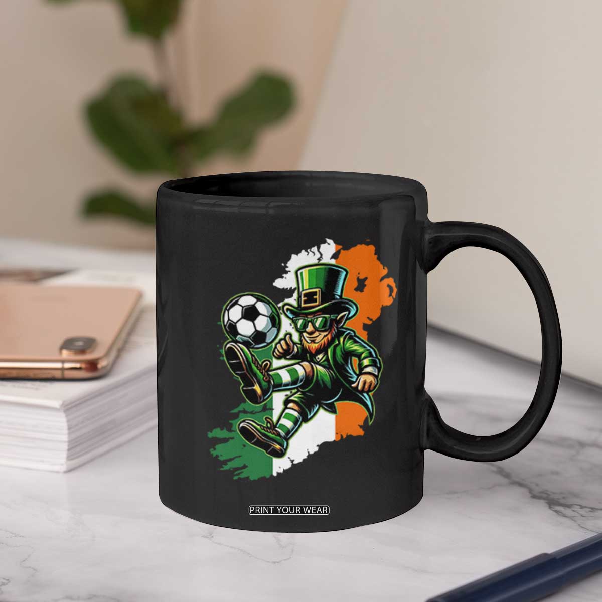 Funny Leprechaun Playing Soccer Coffee Mug St Patricks Day TS12 Print Your Wear