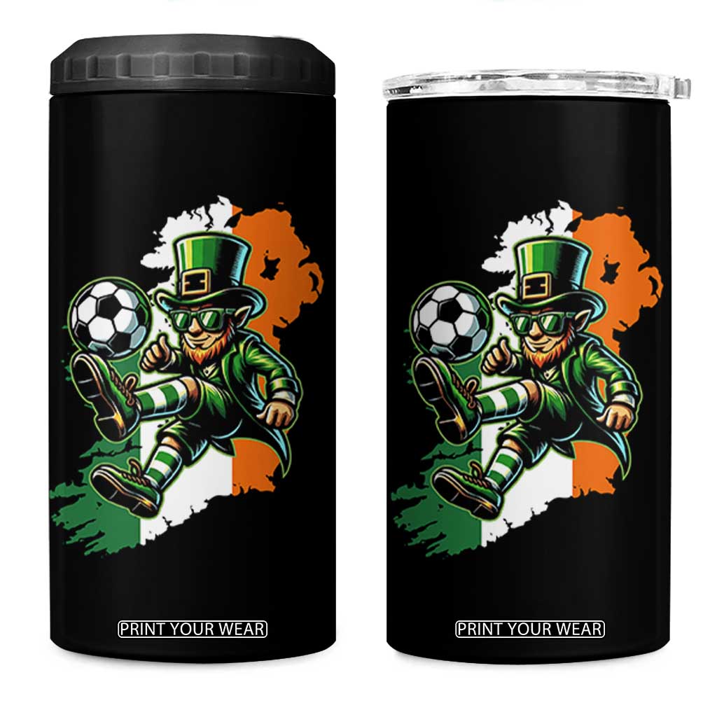Funny Leprechaun Playing Soccer 4 in 1 Can Cooler Tumbler St Patricks Day TS12 One Size: 16 oz Black Print Your Wear