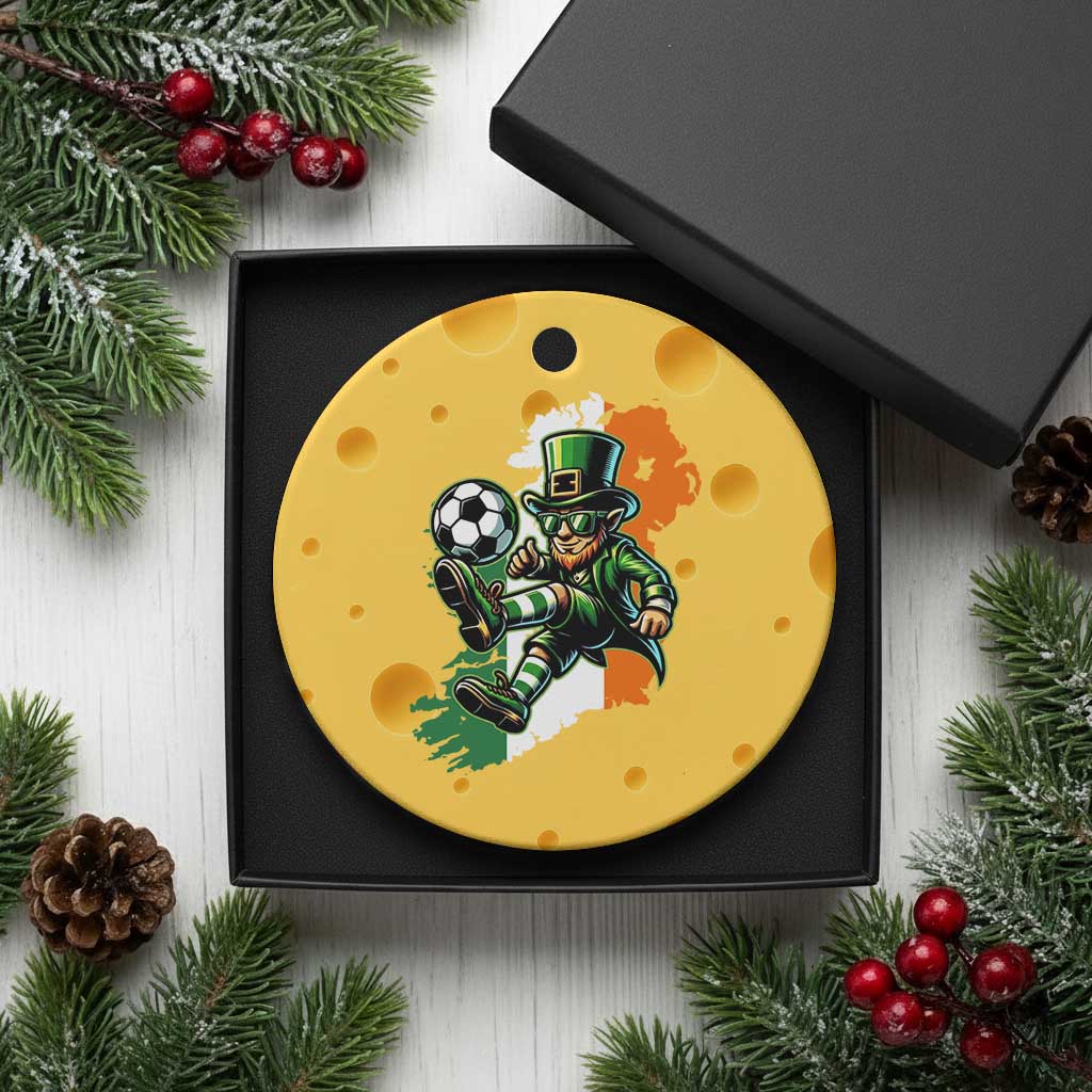 Funny Leprechaun Playing Soccer Ceramic Ornament St Patricks Day TS12 1pc Yellow Cheese Print Your Wear