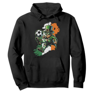 Funny Leprechaun Playing Soccer Hoodie St Patricks Day TS12 Black Print Your Wear