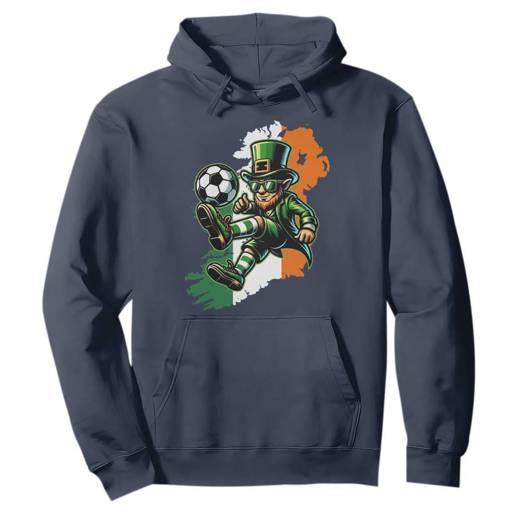 Funny Leprechaun Playing Soccer Hoodie St Patricks Day TS12 Navy Print Your Wear