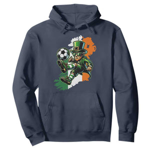Funny Leprechaun Playing Soccer Hoodie St Patricks Day TS12 Navy Print Your Wear